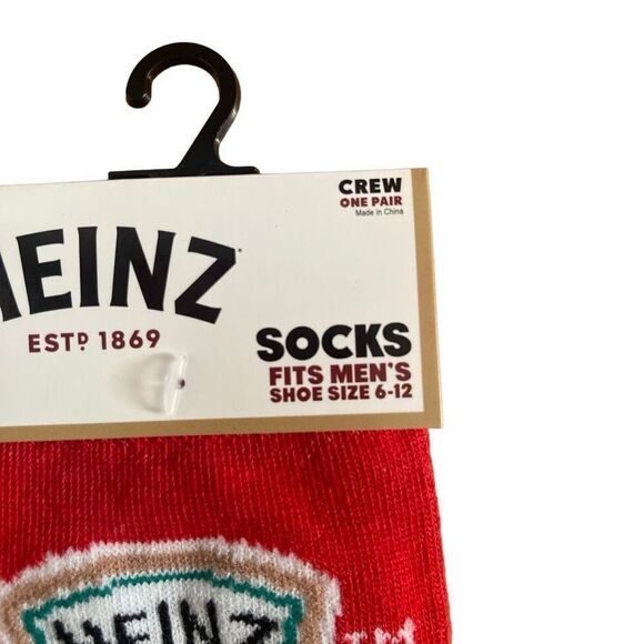 Heinz Ketchup Men’s Red Black Fun Print Novelty Crew Socks Shoe Size 6-12 - Picture 3 of 6